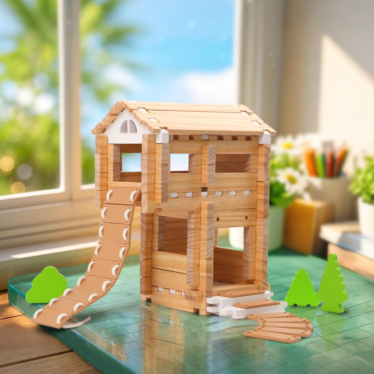 Jovi-mindly Notchies 96-Piece Wooden Blocks - FSC-Certified Kids Building Toys