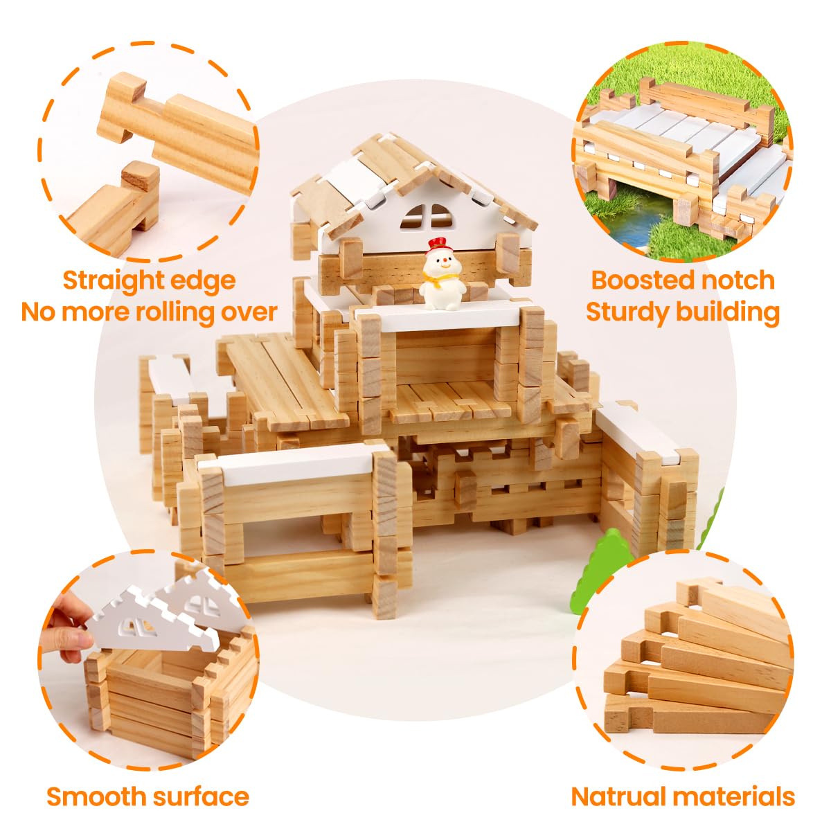 Jovi-mindly Notchies 96-Piece Wooden Blocks - FSC-Certified Kids Building Toys