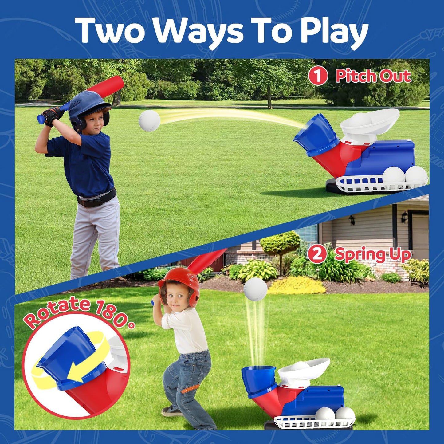 Jovizo Automatic Baseball Pitching Machine for Kids – Indoor/Outdoor Batting Trainer with 4 Balls