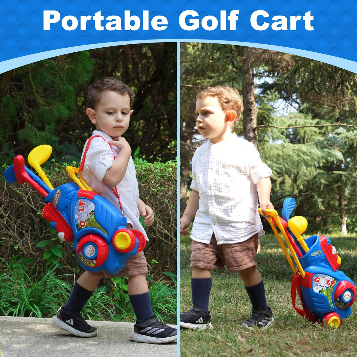 Jovizo Toddler Golf Set – 2-5 Years, Cart & Putting Mat, Indoor/Outdoor Fun