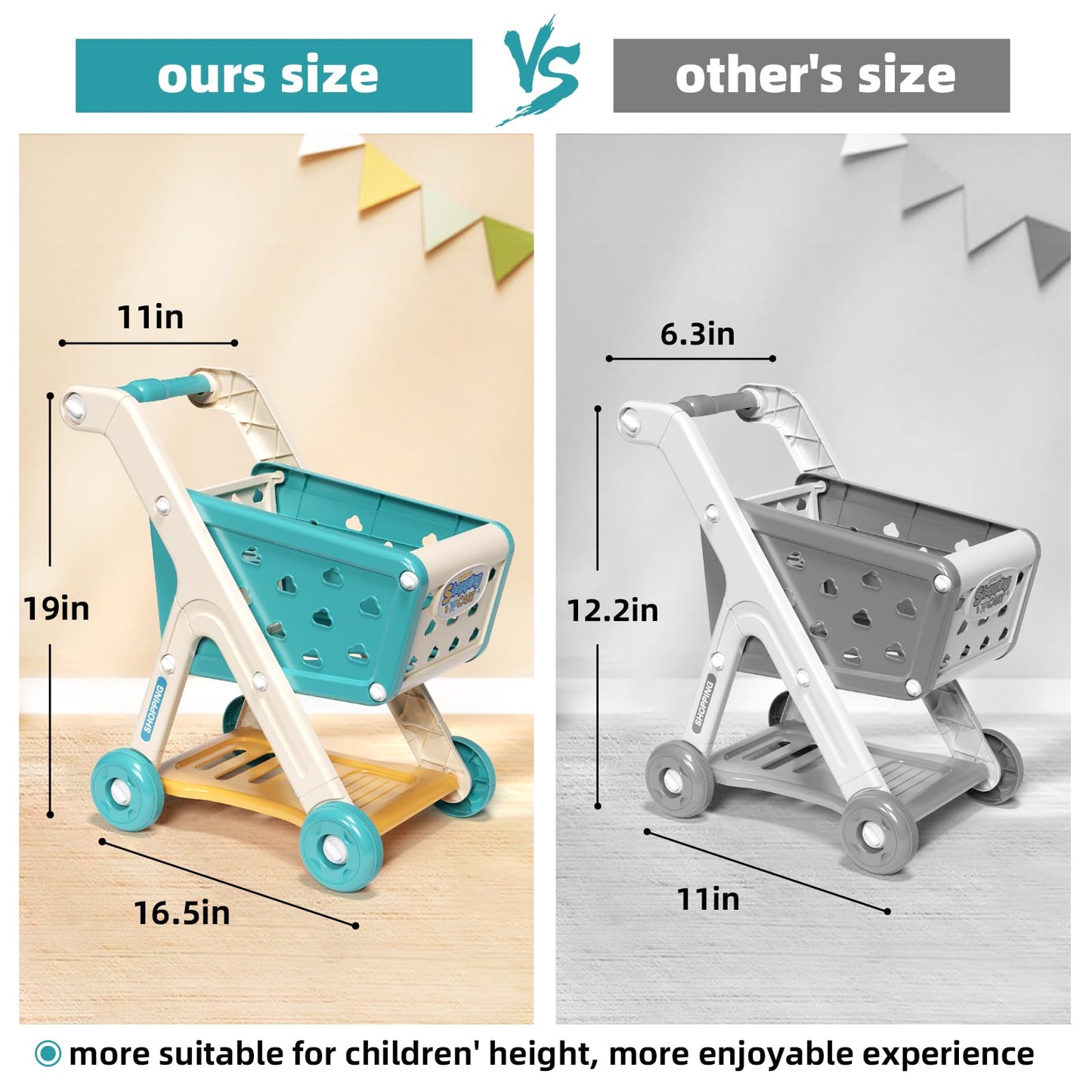 Jovow 102pcs Kids Shopping Cart Play Set with Pretend Food – Ages 3+