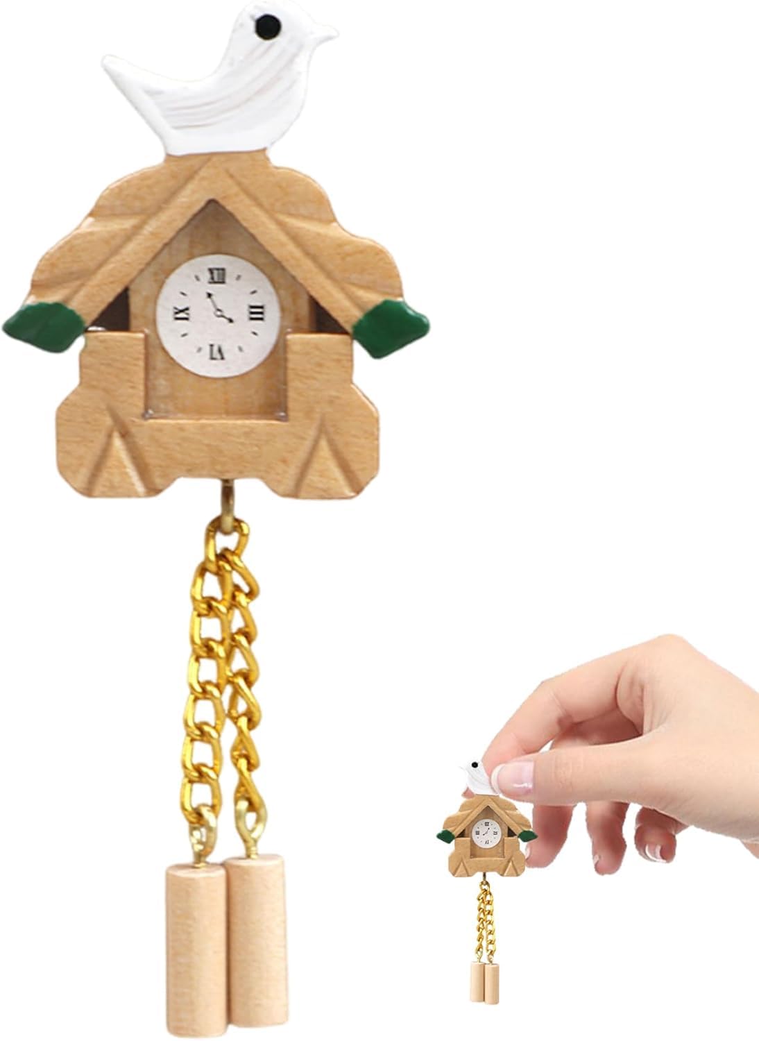 Jowxsx 1-12 Scale Miniature Wooden Clock - Realistic Cuckoo Clock for Dollhouses