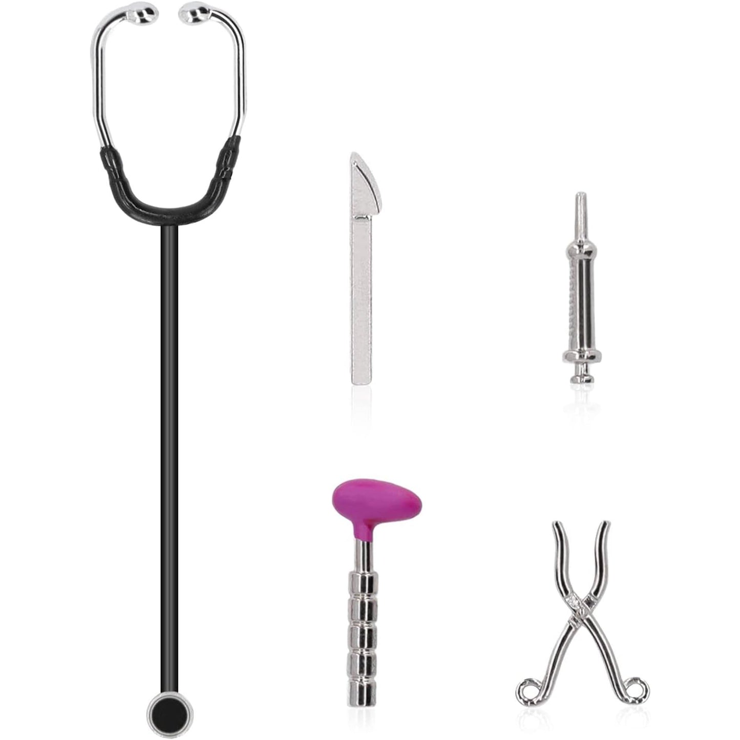Jowxsx 5Pcs Dollhouse Mini Stethoscope Set – Realistic Hospital Accessories