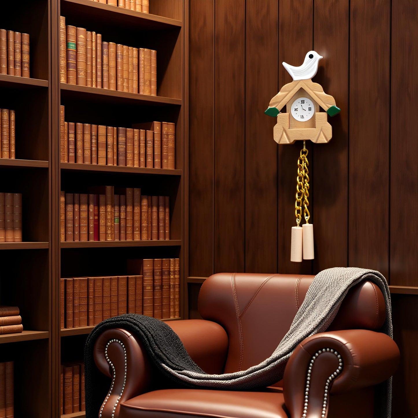 Jowxsx 1-12 Scale Miniature Wooden Clock - Realistic Cuckoo Clock for Dollhouses