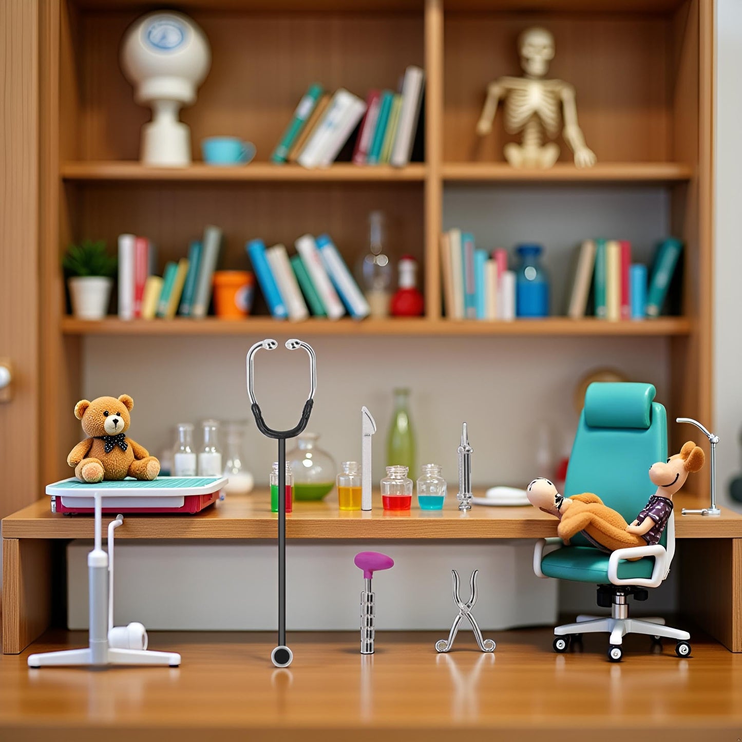 Jowxsx 5Pcs Dollhouse Mini Stethoscope Set – Realistic Hospital Accessories