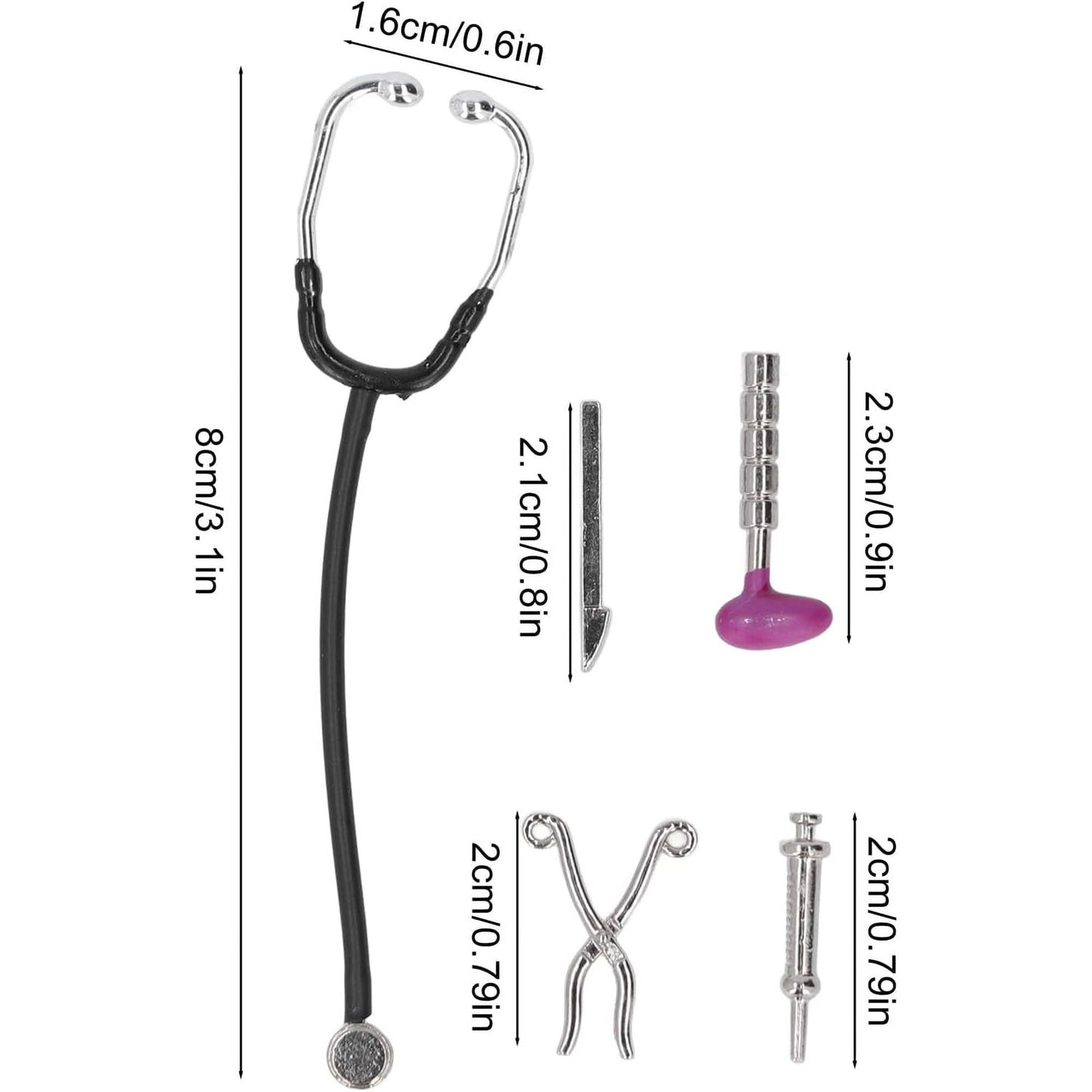 Jowxsx 5Pcs Dollhouse Mini Stethoscope Set – Realistic Hospital Accessories