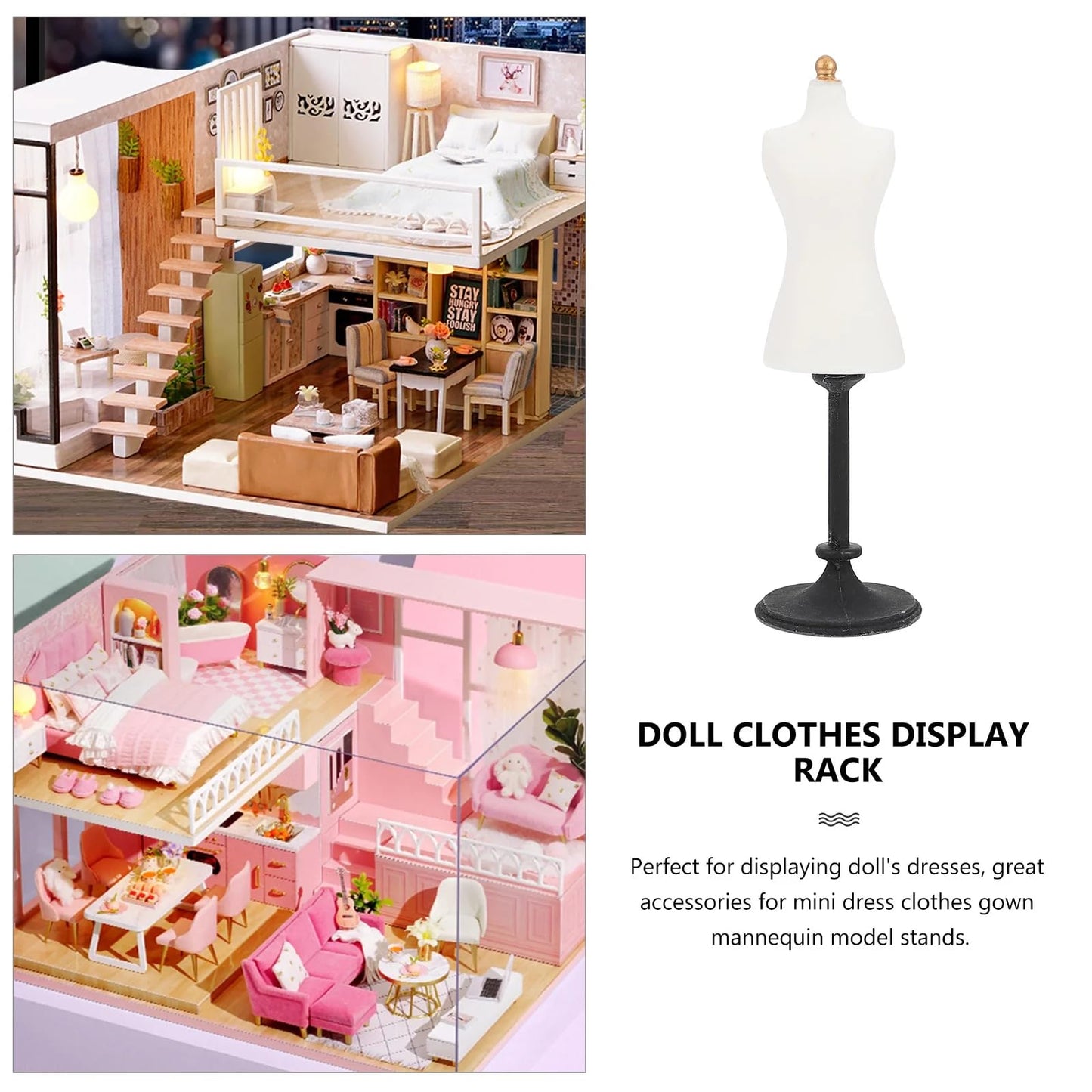 Jowxsx White 1/24 Scale Miniature Dress Form for Dollhouses