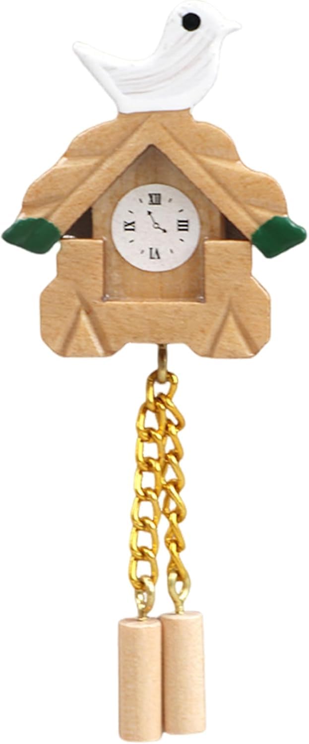 Jowxsx 1-12 Scale Miniature Wooden Clock - Realistic Cuckoo Clock for Dollhouses