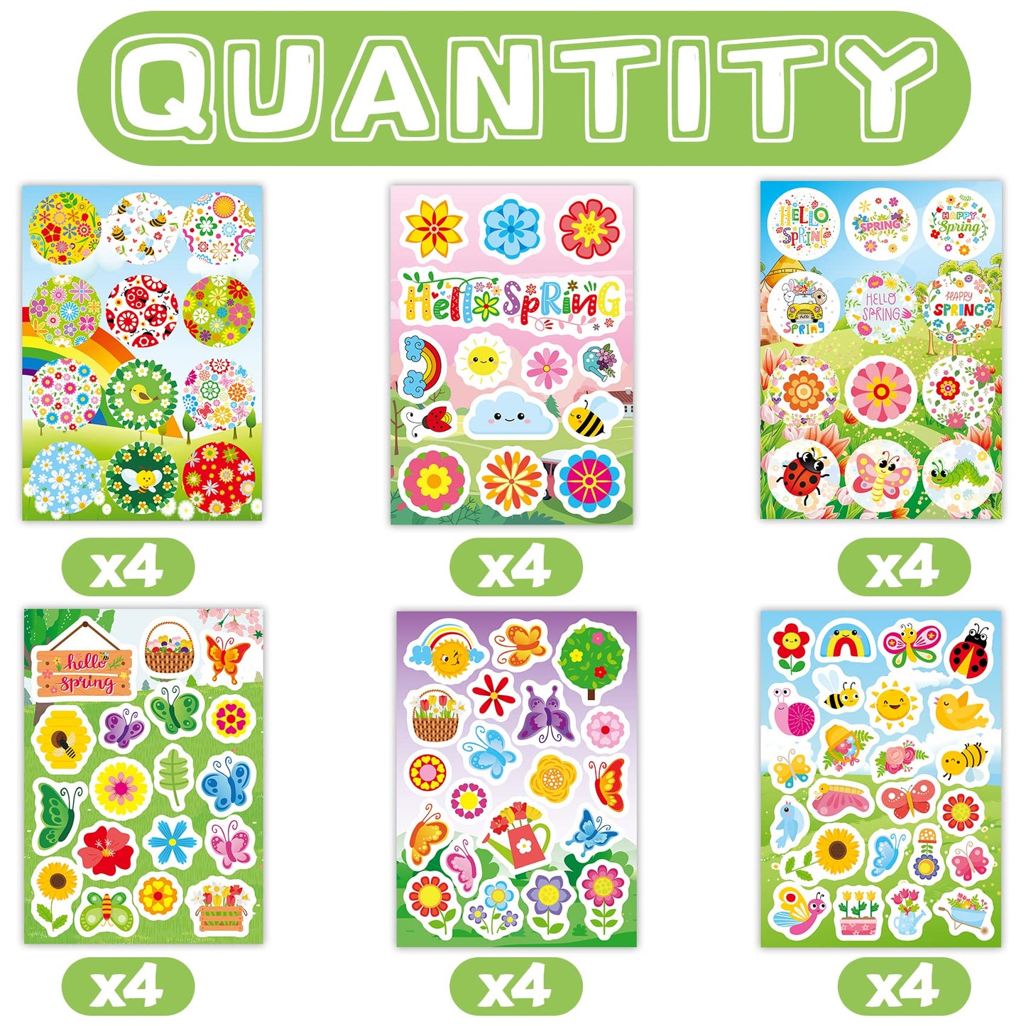 Joy Bang 404PCS Spring Stickers for Kids — 24 Sheets Garden & Flower Decor
