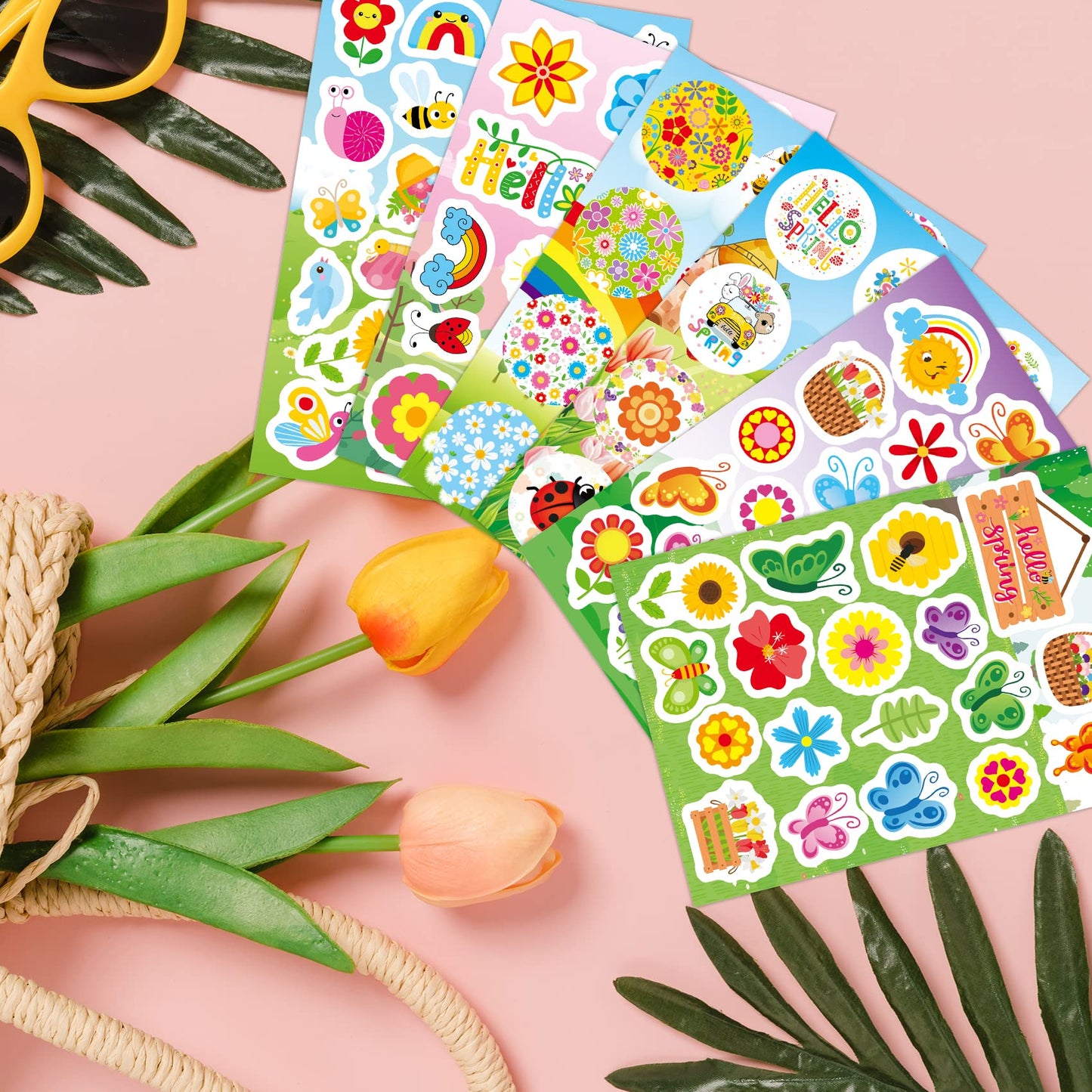 Joy Bang 404PCS Spring Stickers for Kids — 24 Sheets Garden & Flower Decor