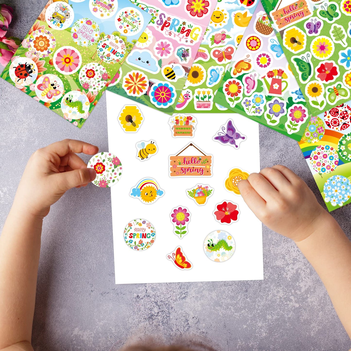 Joy Bang 404PCS Spring Stickers for Kids — 24 Sheets Garden & Flower Decor