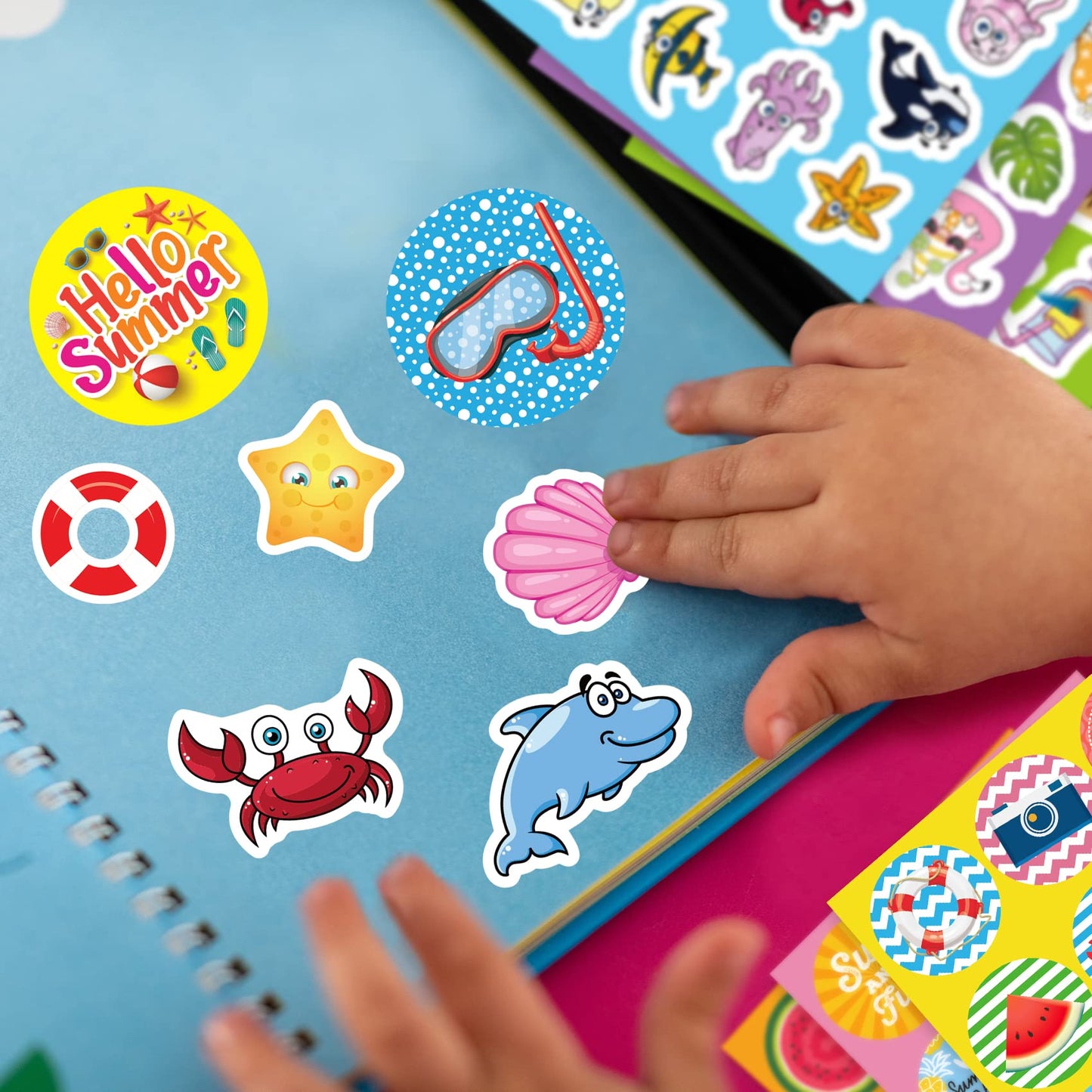 Joy Bang 500 Pcs Summer Stickers for Kids | Beach, Ocean & Hawaiian Themes