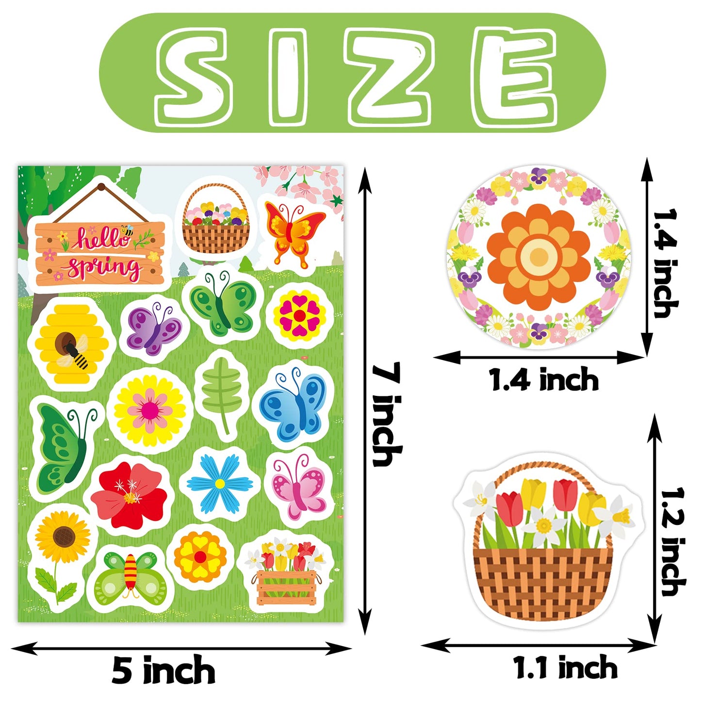 Joy Bang 404PCS Spring Stickers for Kids — 24 Sheets Garden & Flower Decor