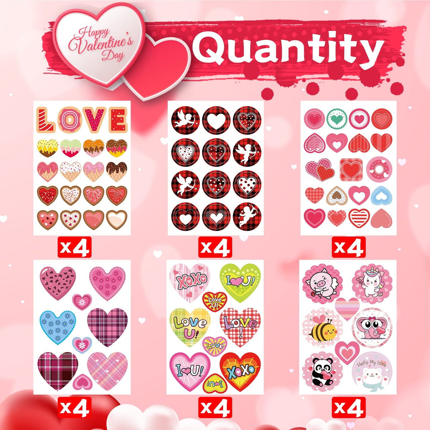 Joy Bang Valentines Stickers for Kids – 308 Pcs, Heart & Love Sticker Pack for Crafts, Gifts & Party Favors