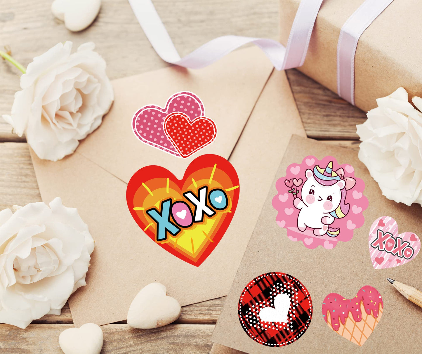 Joy Bang Valentines Stickers for Kids – 308 Pcs, Heart & Love Sticker Pack for Crafts, Gifts & Party Favors