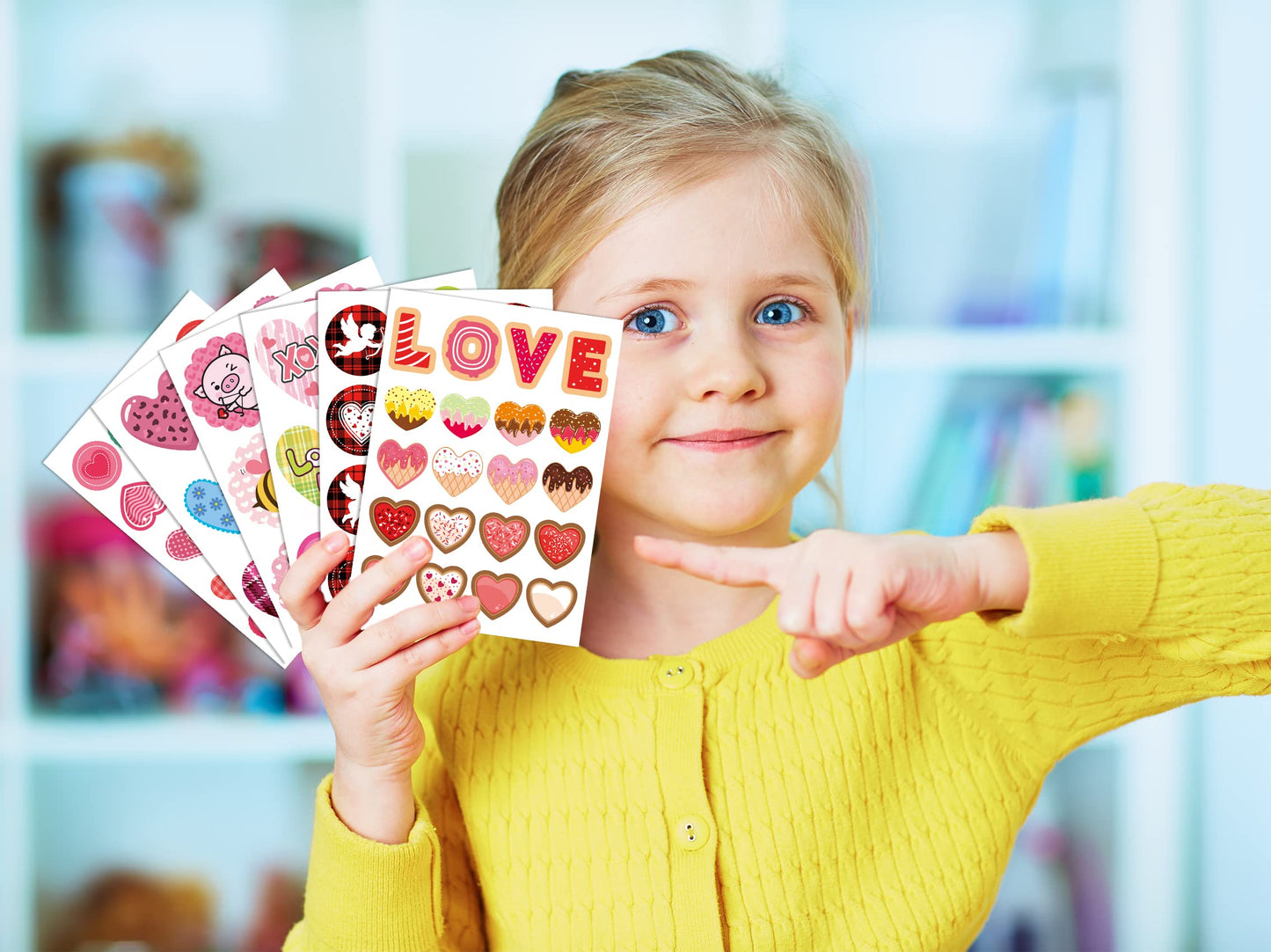 Joy Bang Valentines Stickers for Kids – 308 Pcs, Heart & Love Sticker Pack for Crafts, Gifts & Party Favors