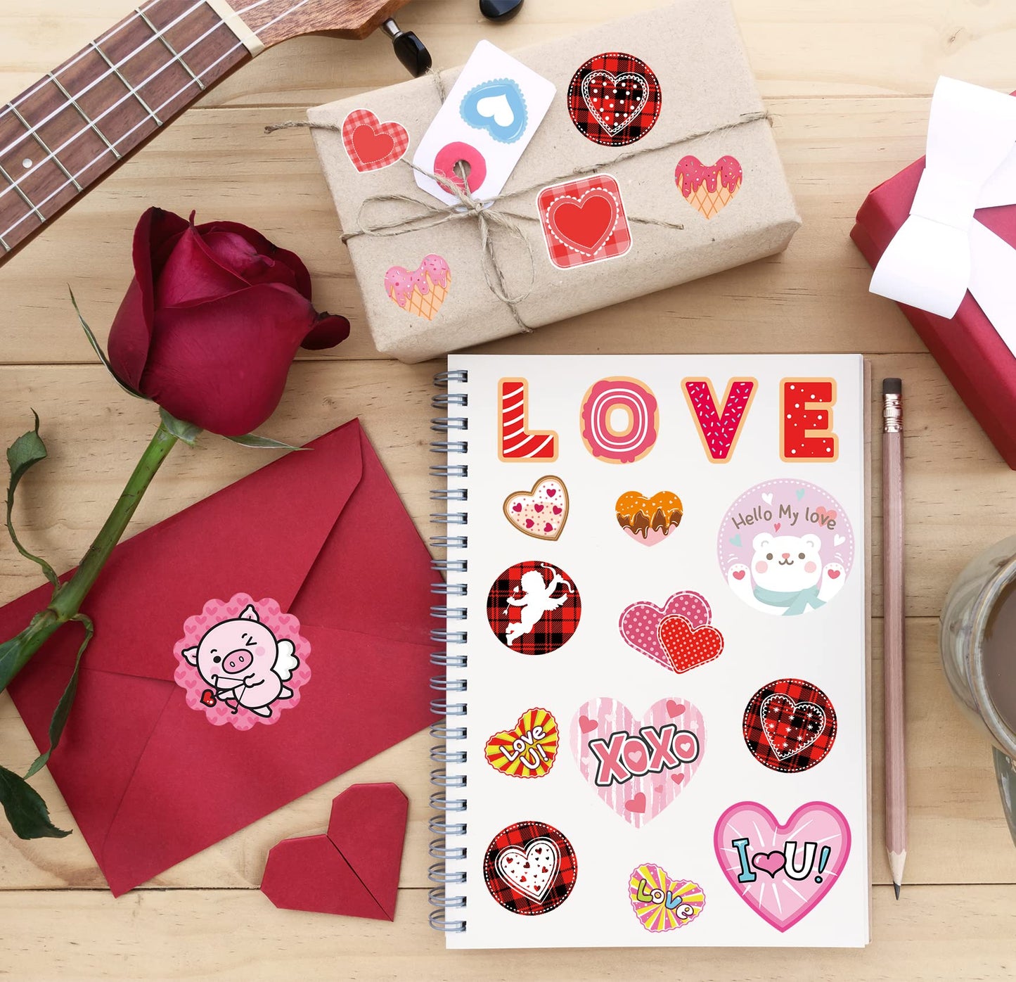 Joy Bang Valentines Stickers for Kids – 308 Pcs, Heart & Love Sticker Pack for Crafts, Gifts & Party Favors