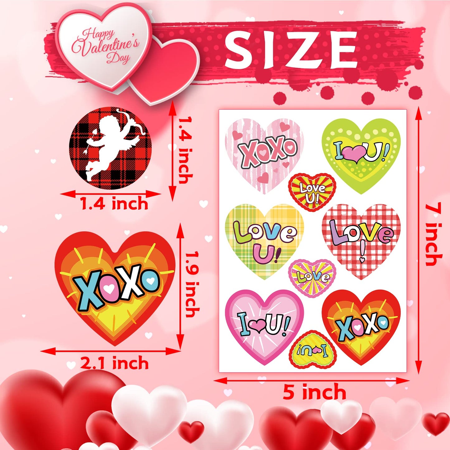 Joy Bang Valentines Stickers for Kids – 308 Pcs, Heart & Love Sticker Pack for Crafts, Gifts & Party Favors