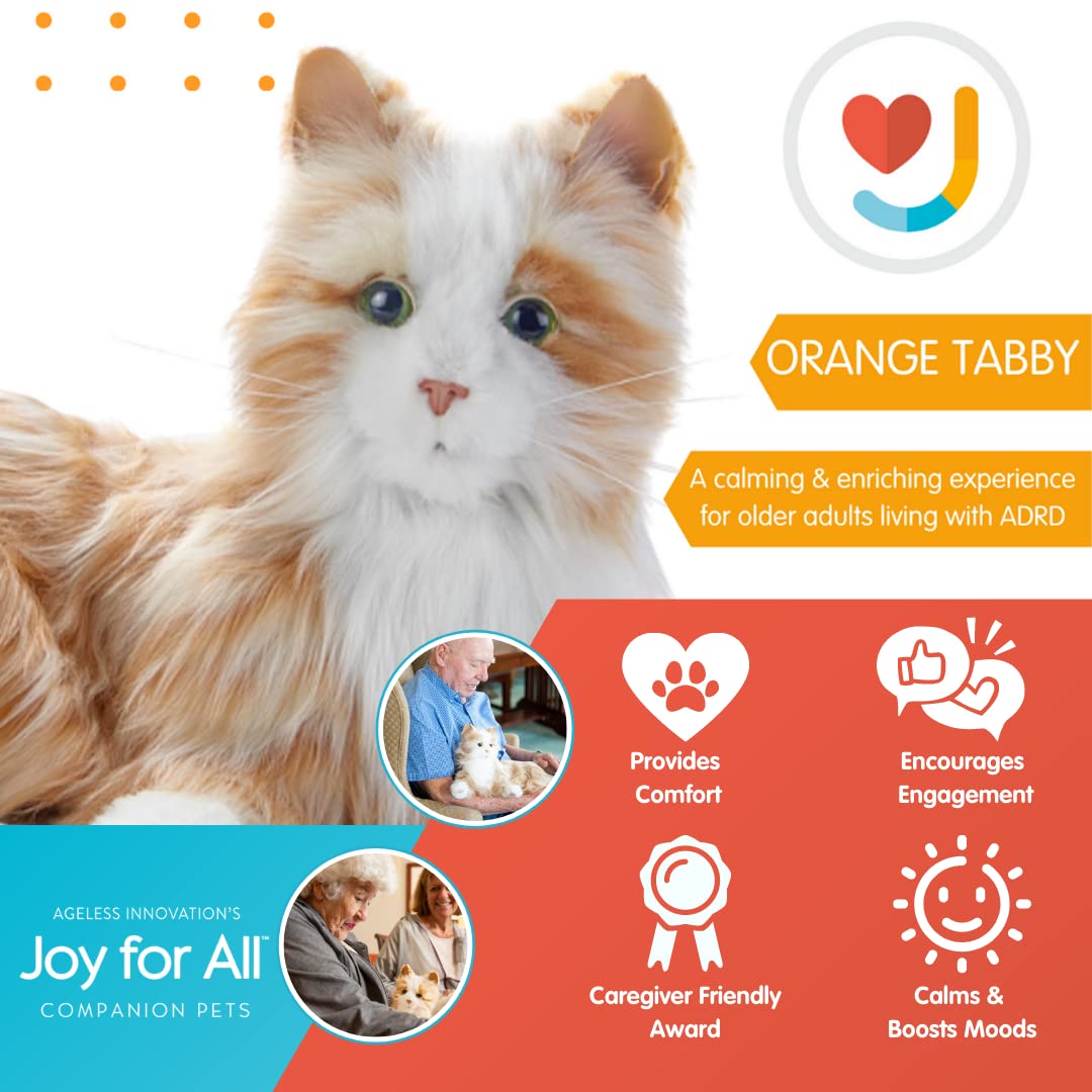 JOY FOR ALL Companion Cat - Realistic Animatronic Cat for Seniors | Soft-Touch Fur, Purring & Interactive Companionship