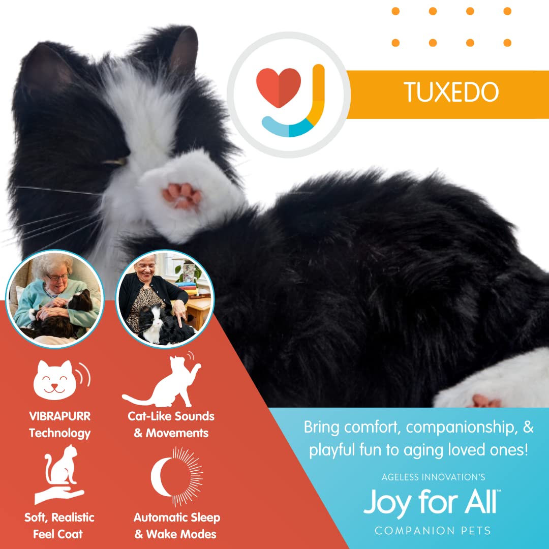 Joy For All Companion Cat — Lifelike Animatronic Tuxedo Cat for Seniors