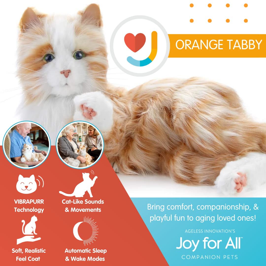 JOY FOR ALL Companion Cat - Realistic Animatronic Cat for Seniors | Soft-Touch Fur, Purring & Interactive Companionship