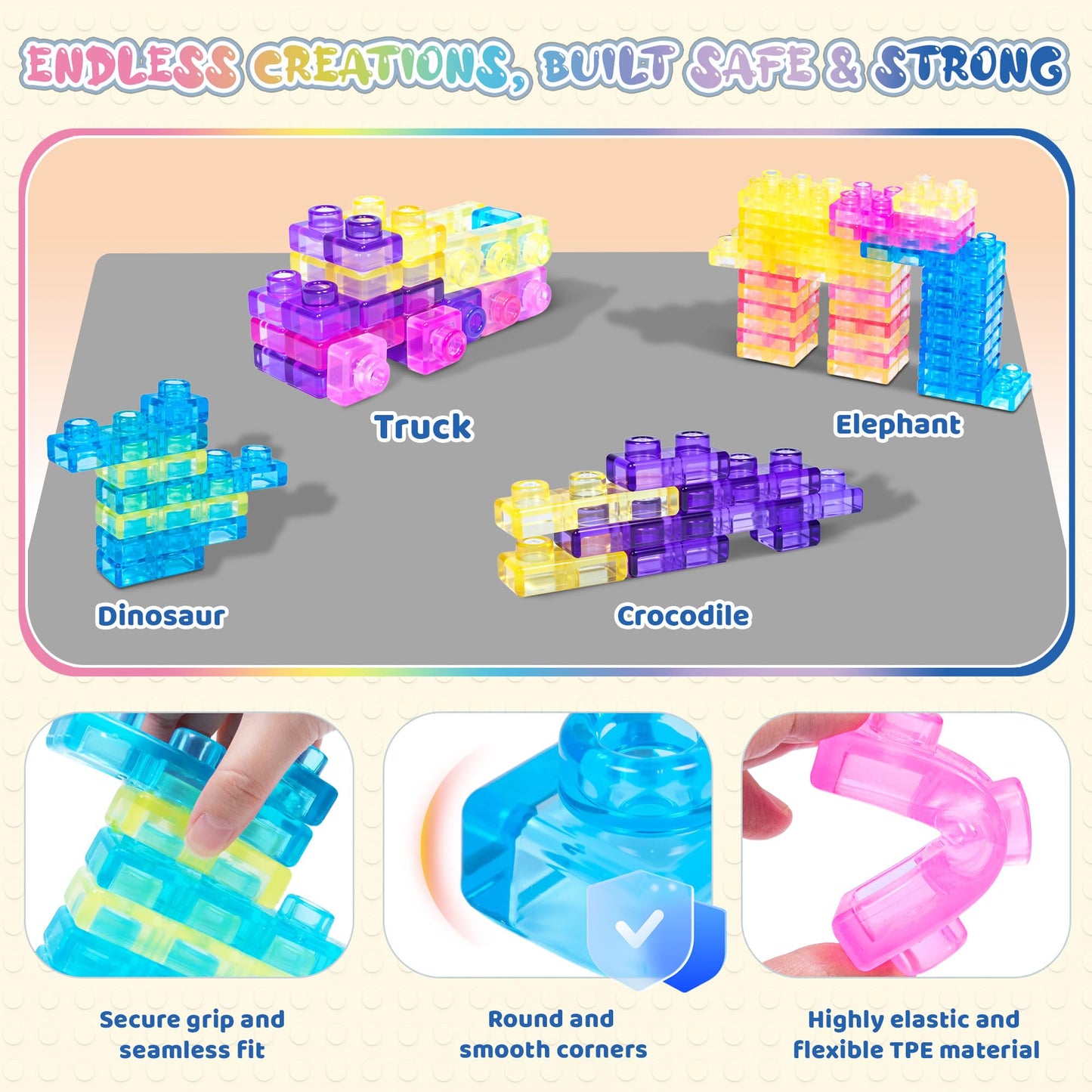 JOY SPOT! 40-Piece Sensory Soft Building Blocks for Toddlers - Montessori Squishy Stacking Toy Set