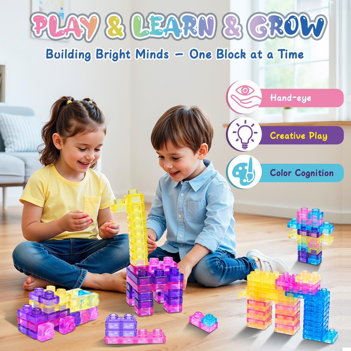 JOY SPOT! 40-Piece Sensory Soft Building Blocks for Toddlers - Montessori Squishy Stacking Toy Set