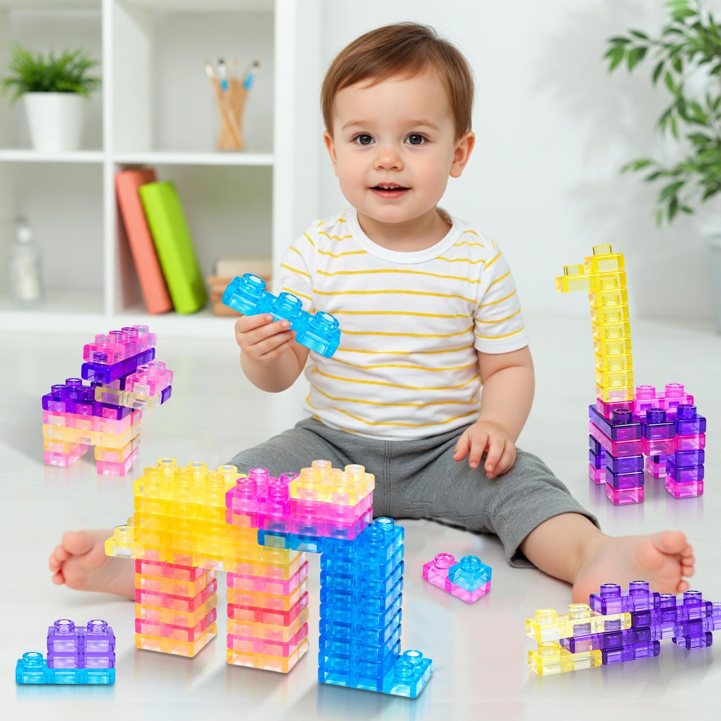 JOY SPOT! 40-Piece Sensory Soft Building Blocks for Toddlers - Montessori Squishy Stacking Toy Set