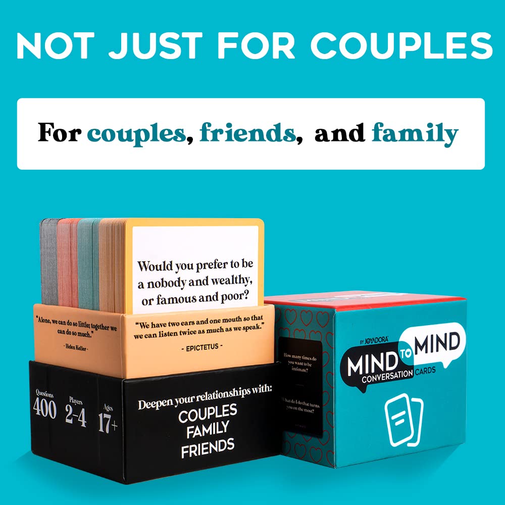 Joyadora 400 Questions for Couples, Family & Friends — Conversation Card Game for Date Night, Relationships & Bonding