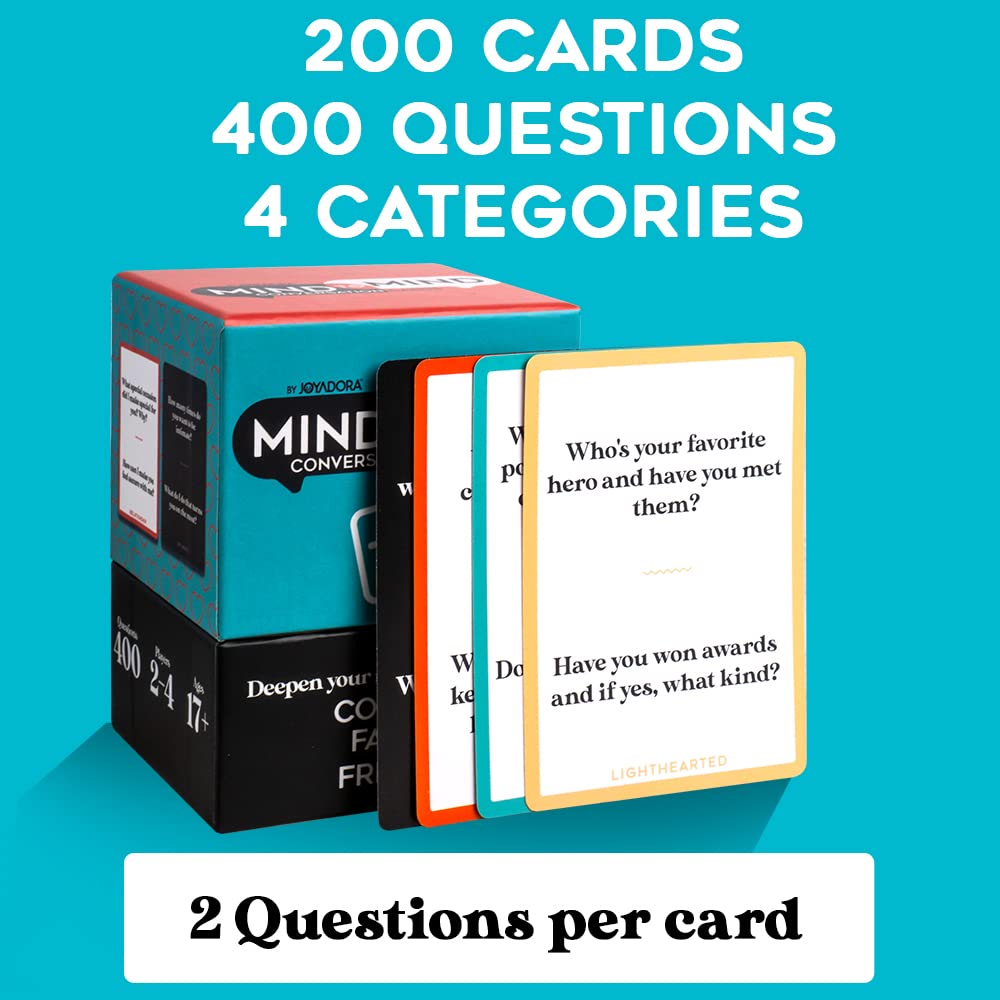 Joyadora 400 Questions for Couples, Family & Friends — Conversation Card Game for Date Night, Relationships & Bonding