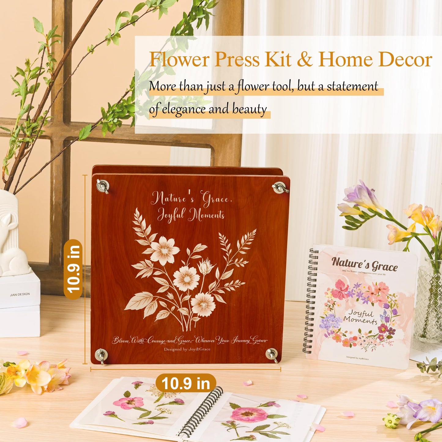 Joy&Grace Large Flower Press Kit – 10.9 x 10.9-Inch, 10-Layer Press with Album