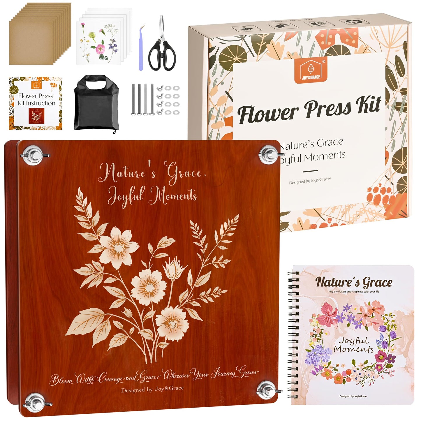 Joy&Grace Large Flower Press Kit – 10.9 x 10.9-Inch, 10-Layer Press with Album