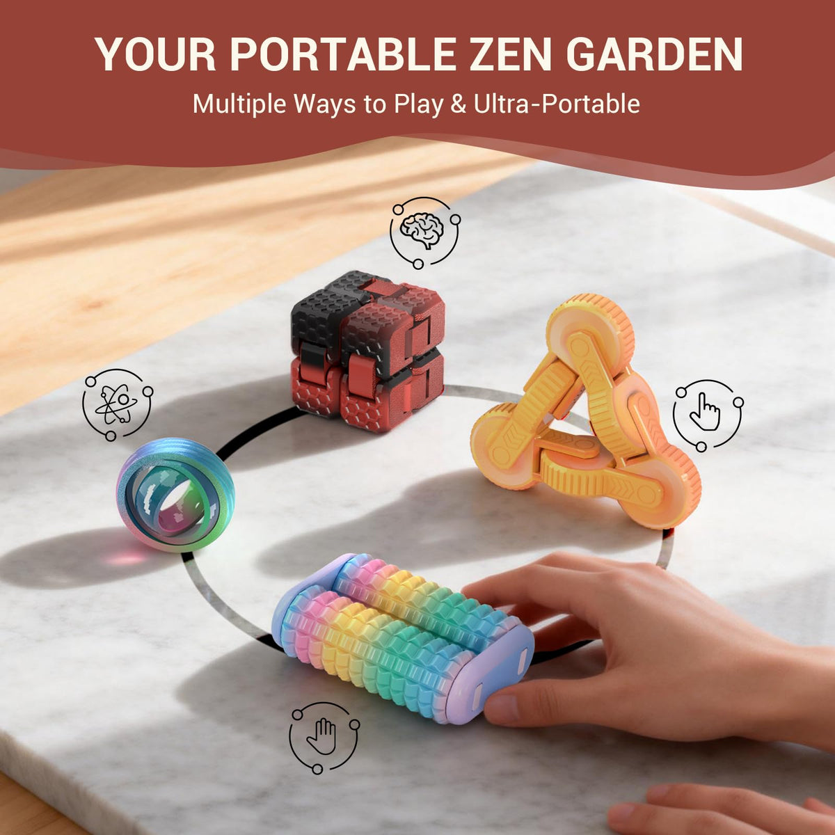 JOYBLI 4pc Fidget Toys Set — Handheld Stress Relief for Adults & Kids