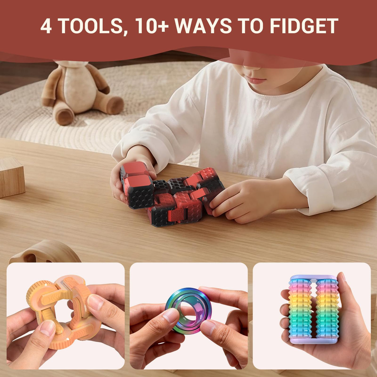 JOYBLI 4pc Fidget Toys Set — Handheld Stress Relief for Adults & Kids