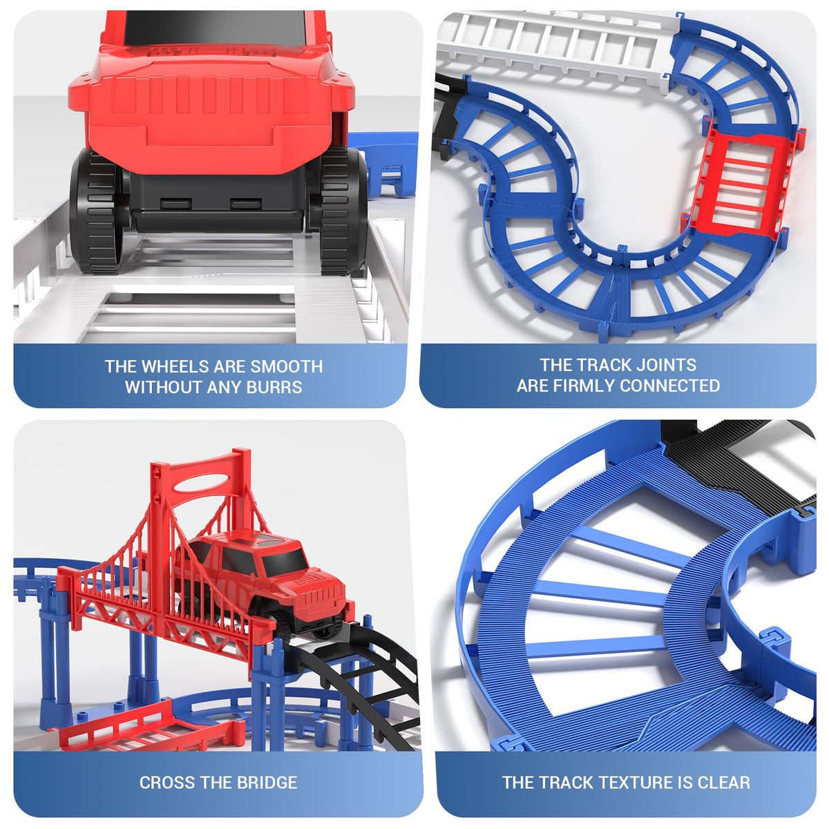 JOYBLI DIY Construction Race Track Set – 24-Piece Battery-Powered Car & Bridge Track for Kids 6-8
