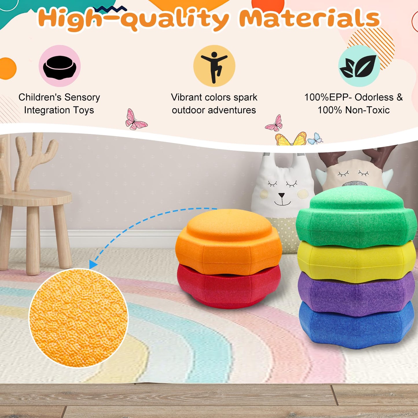 Joybond Stepping Stones for Kids – 6-Piece EPP Balance & Sensory Play Set