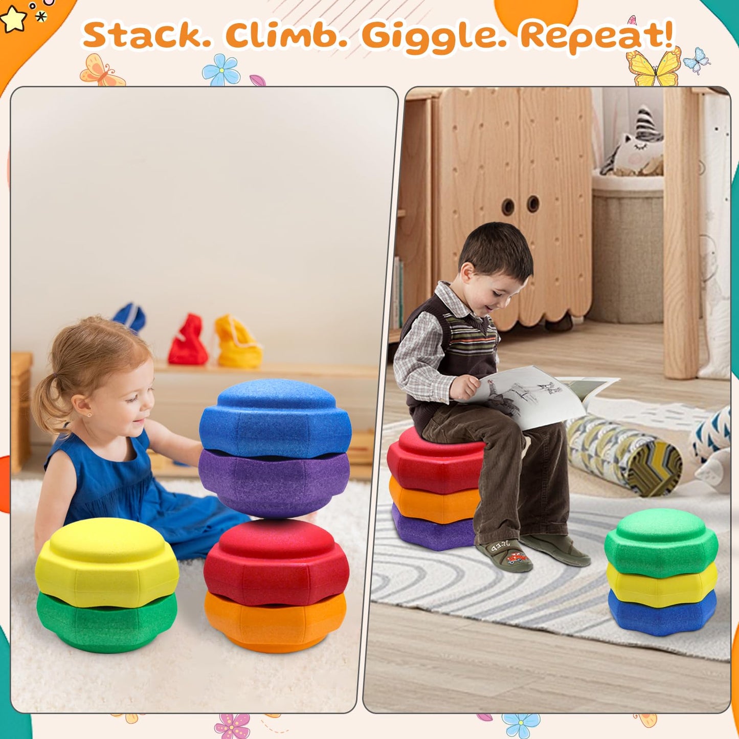 Joybond Stepping Stones for Kids – 6-Piece EPP Balance & Sensory Play Set