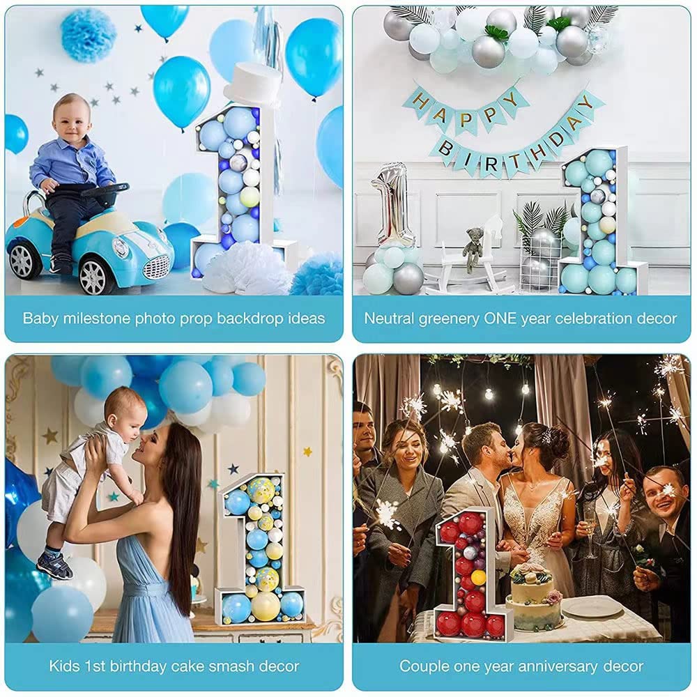 JoyBox Design 3 ft Mosaic Balloon Frame Number 1 Light Up Numbers – Pre-Cut Kit Thick Foam Board
