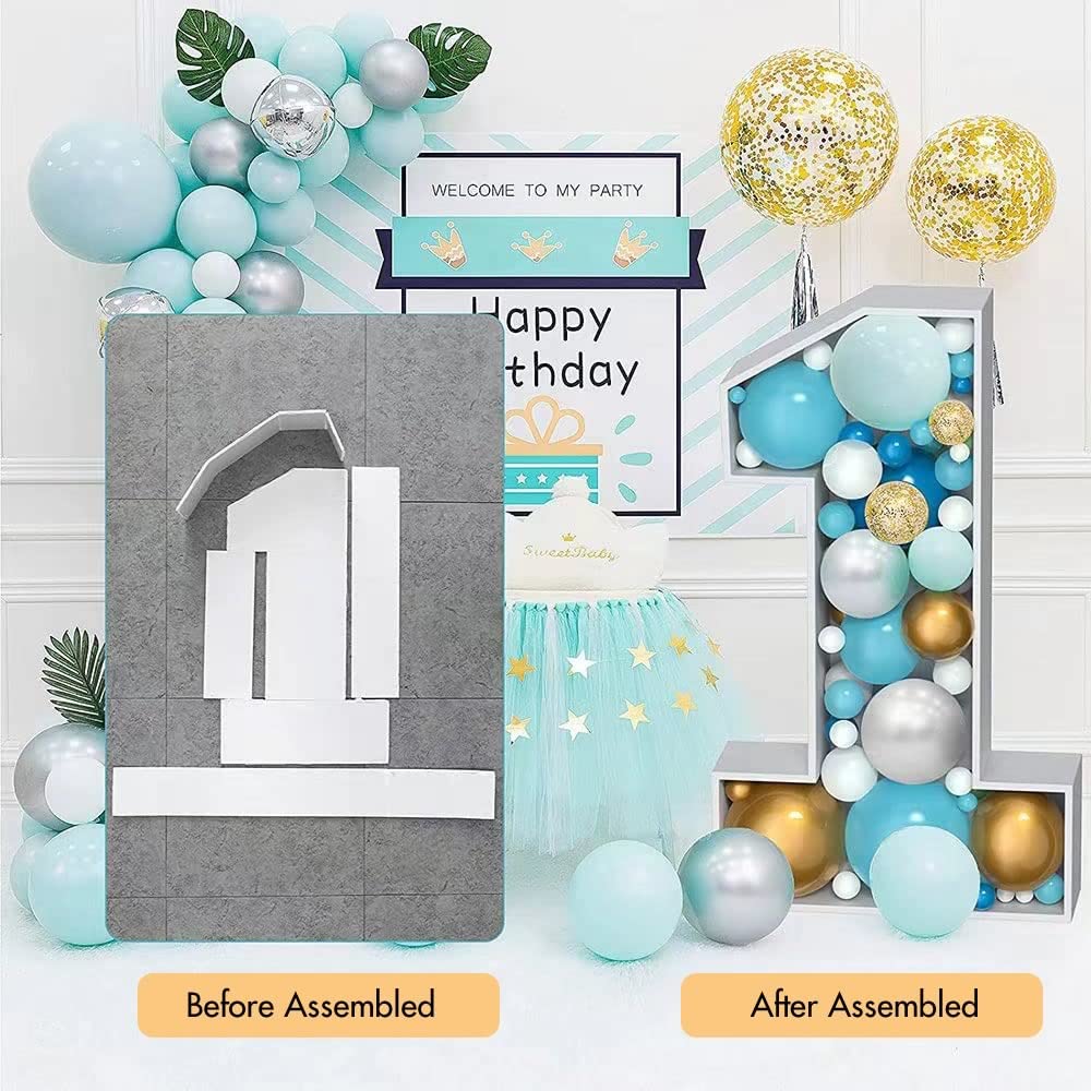 JoyBox Design 3 ft Mosaic Balloon Frame Number 1 Light Up Numbers – Pre-Cut Kit Thick Foam Board