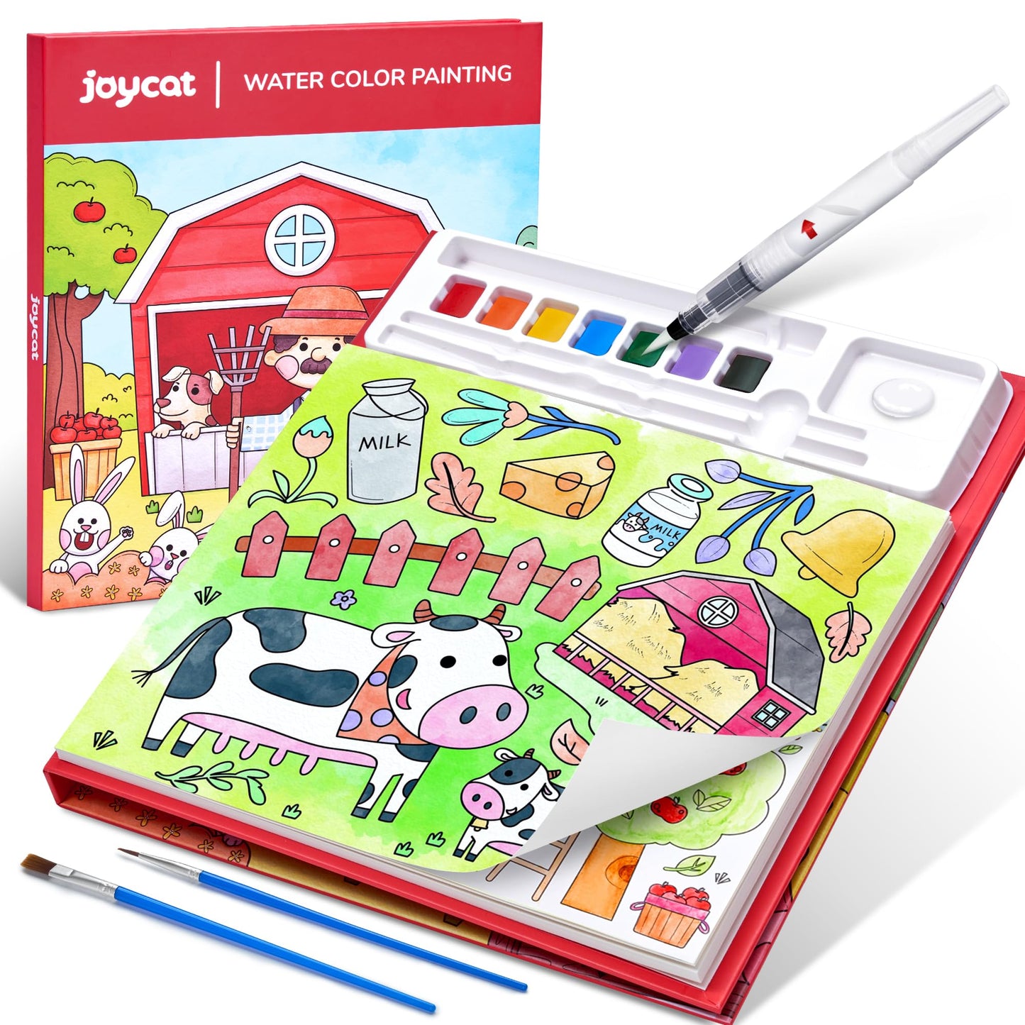 JoyCat Paint with Water Coloring Books – Farm Set for Kids 3–8