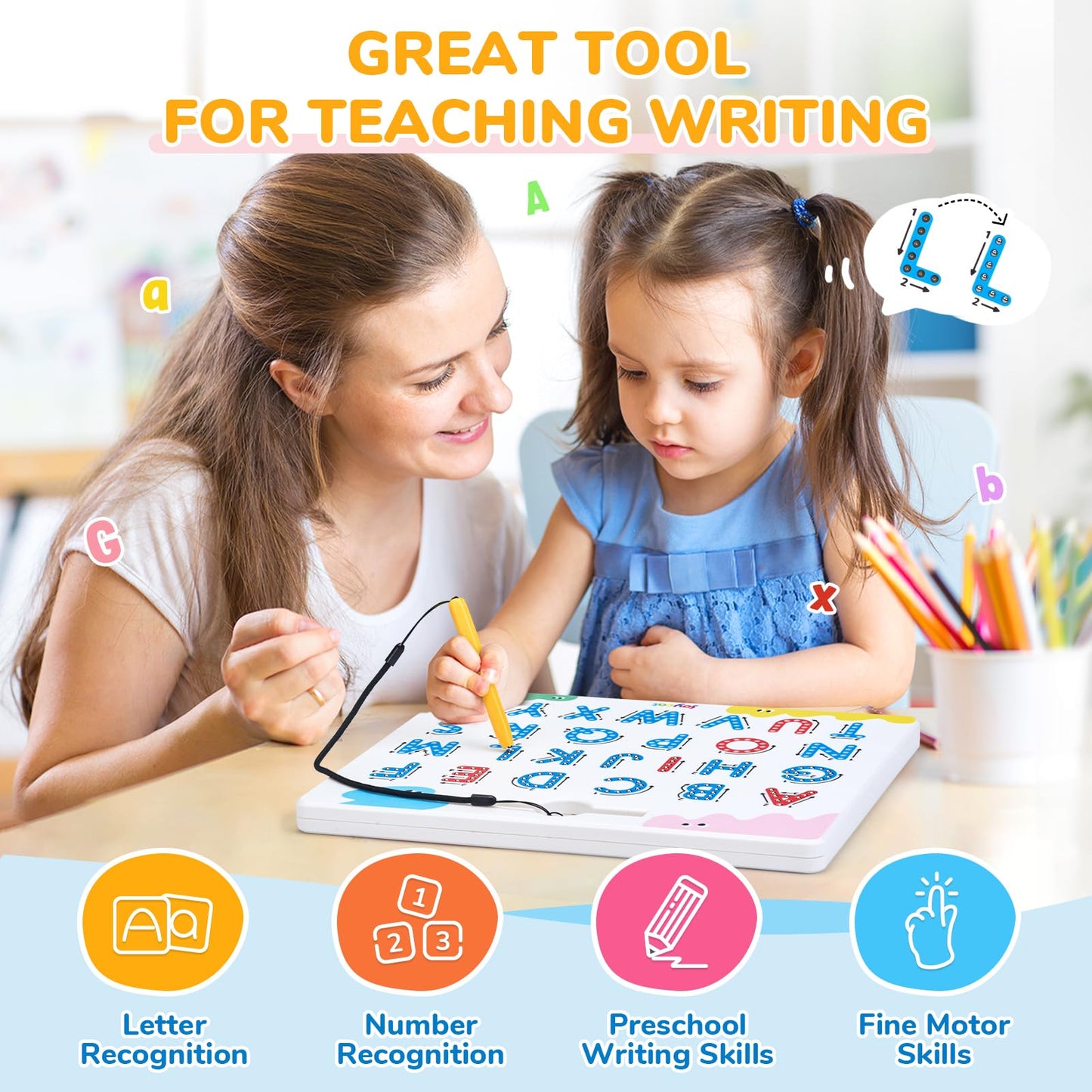JoyCat Magnetic Letter and Number Tracing Board Set — Double-Sided Alphabet & Numbers for Toddlers