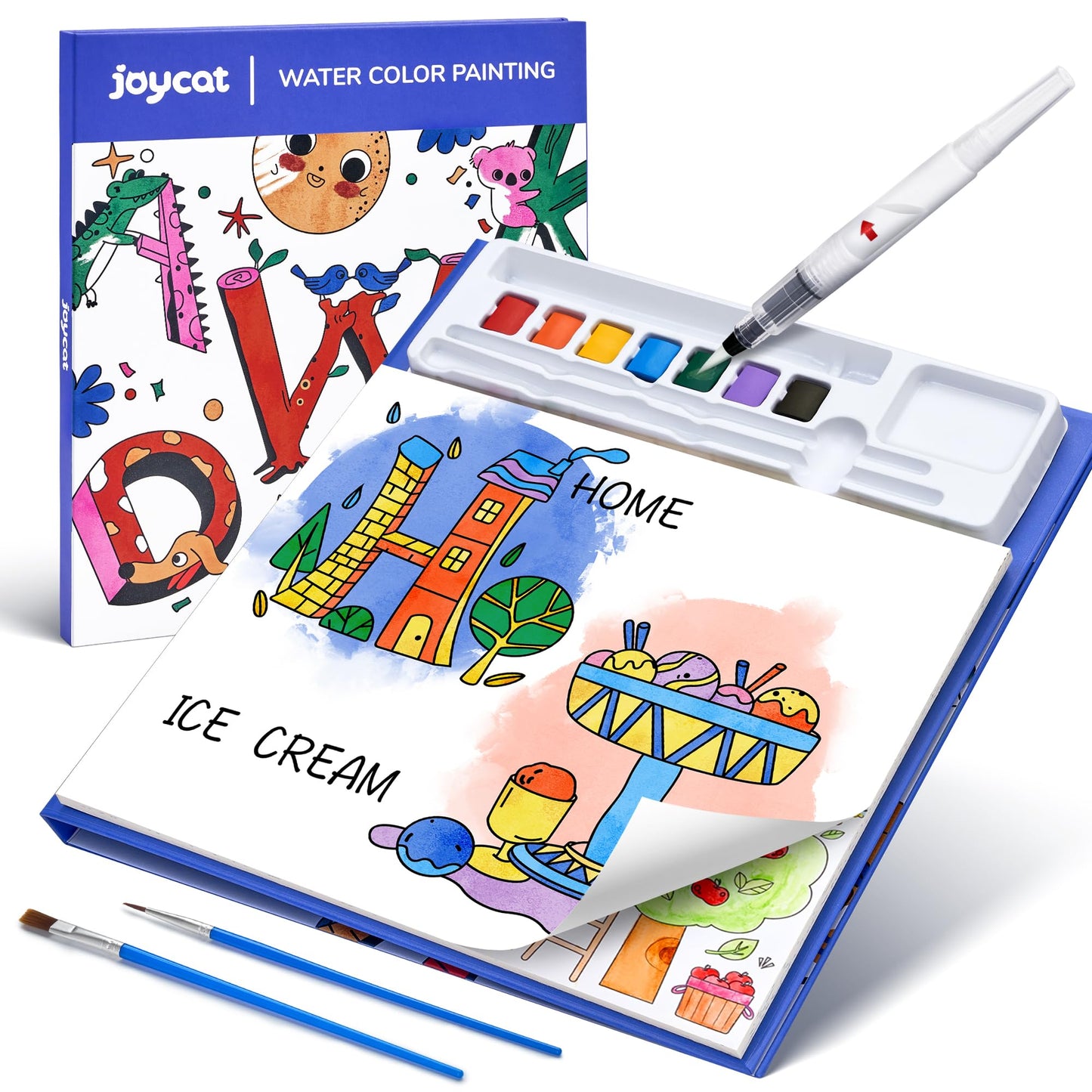 JoyCat Watercolor Painting Book for Toddlers – 3-in-1 Mess-Free Water Painting Set, Alphabet Theme (Ages 3-8)