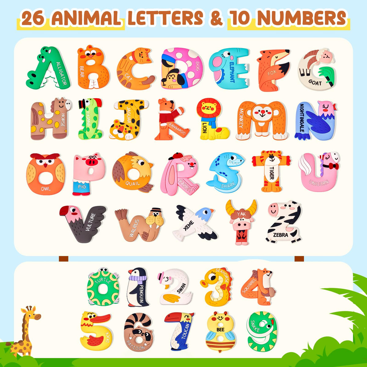 JoyCat Magnetic Letters & Numbers Fridge Magnets – Soft PVC Alphabet & Numeral Set for Kids