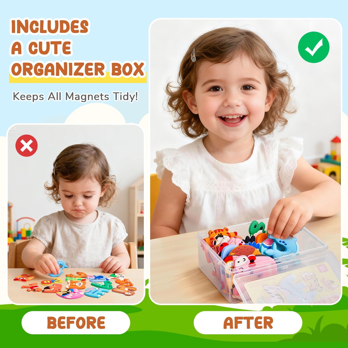 JoyCat Magnetic Letters – 26 Animal Alphabet Fridge Magnets for Toddlers