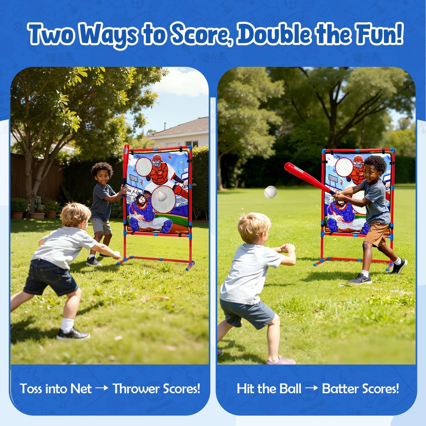 JoyCat Baseball Games for Kids — Adjustable Target & Soft Balls Set