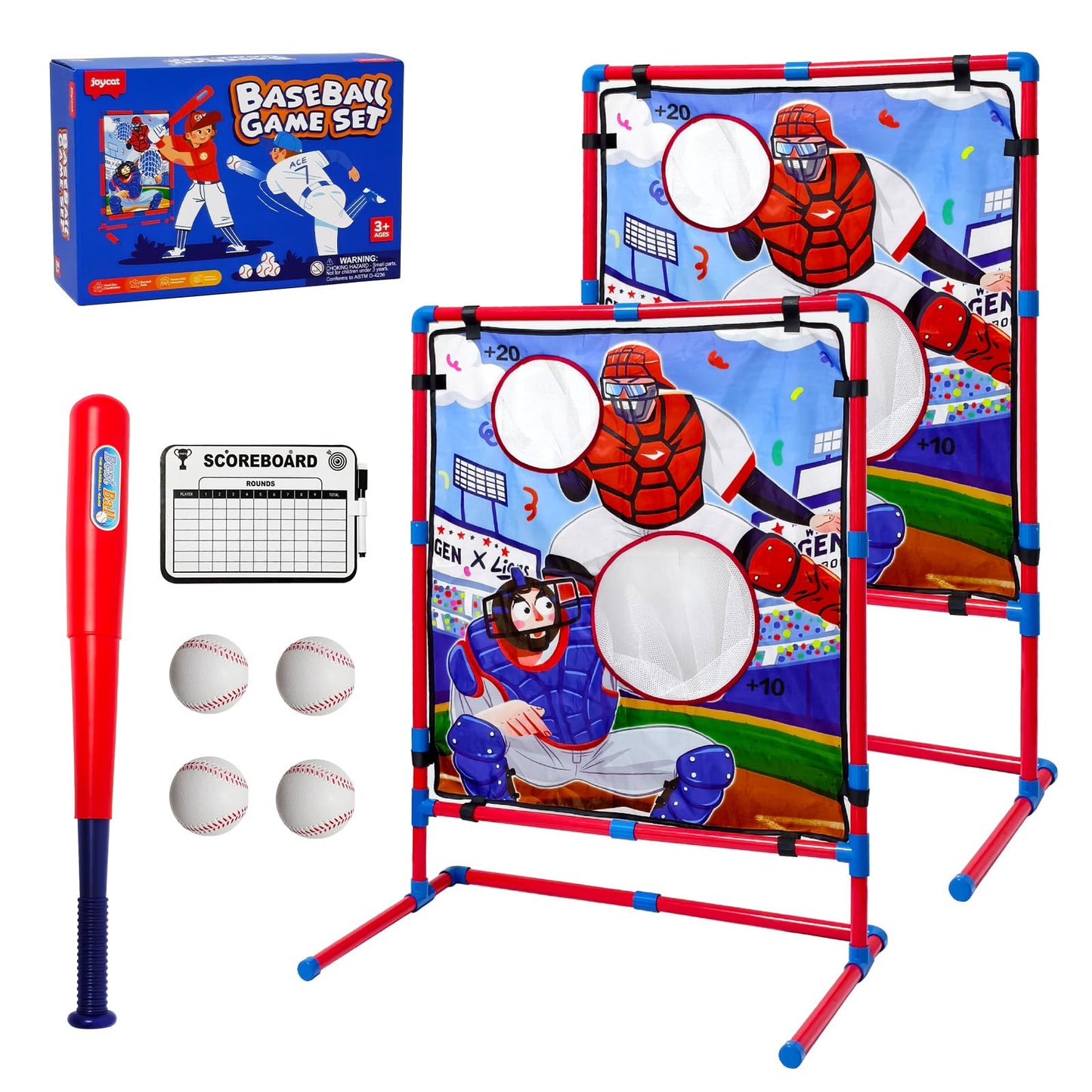 JoyCat Baseball Games for Kids — Adjustable Target & Soft Balls Set