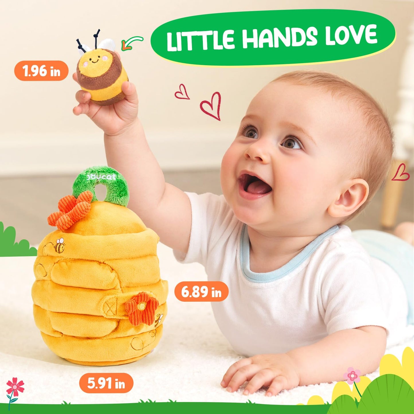 JoyCat Beehive Baby Toy — 5 Sensory Bees, Montessori-Inspired for 6-12 Months