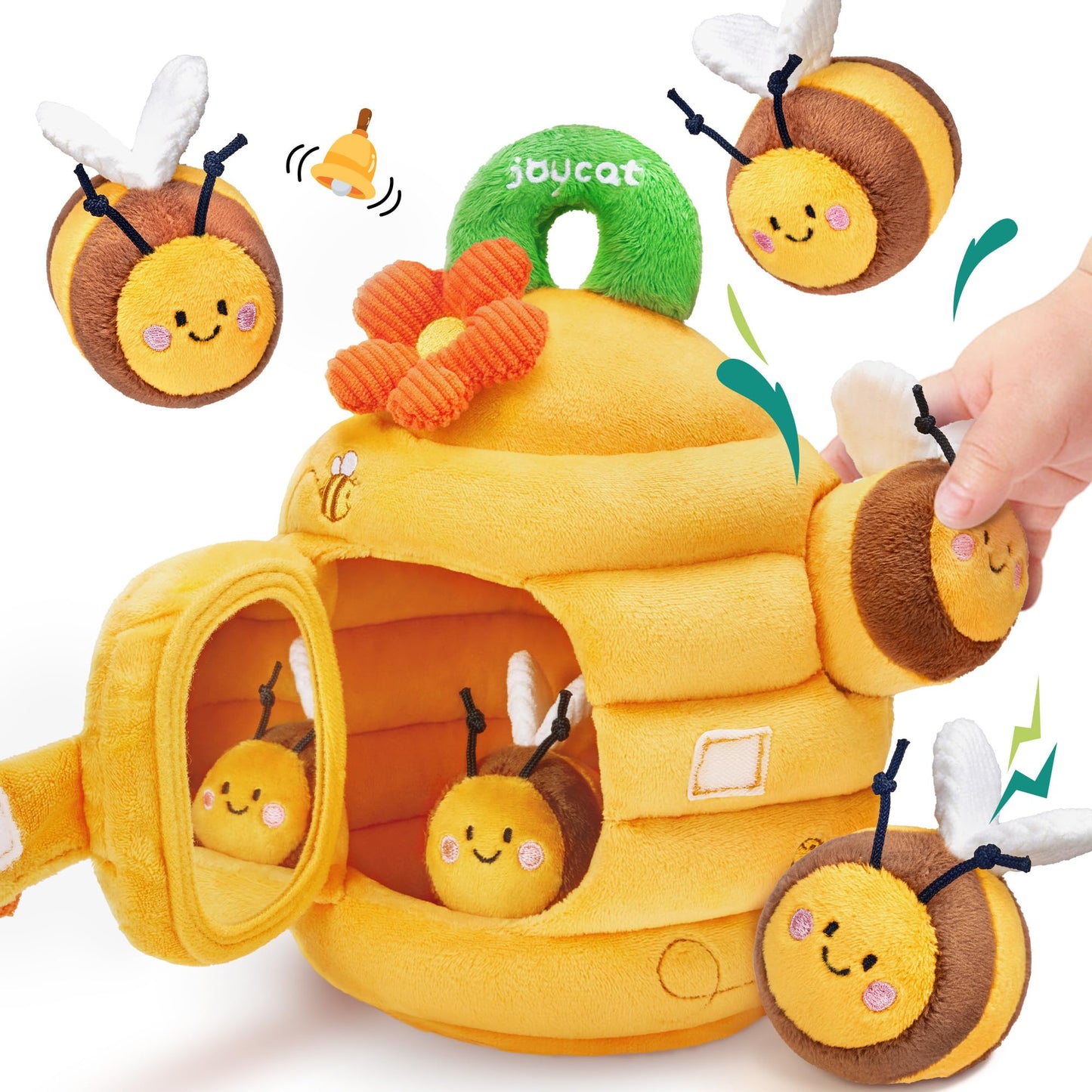 JoyCat Beehive Baby Toy — 5 Sensory Bees, Montessori-Inspired for 6-12 Months