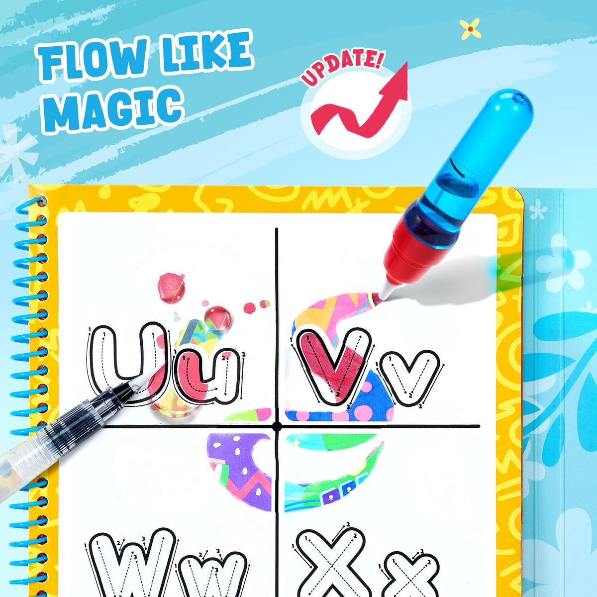 JoyCat Alphabet Water Coloring Book for Toddlers (3-5) – Reusable 14 Pages