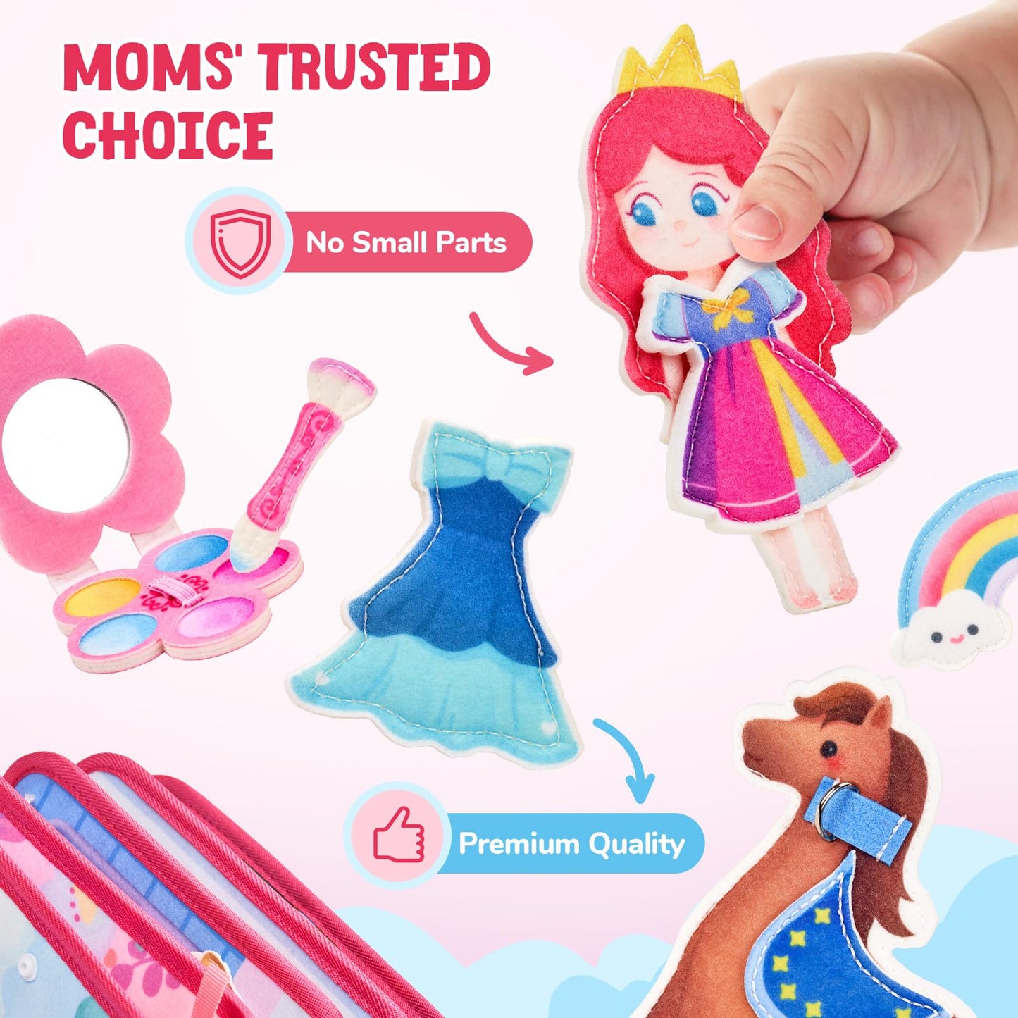 JoyCat Princess Busy Book Travel Toys for Toddlers 1-3 | Dress-Up, Unicorn & Castle Play